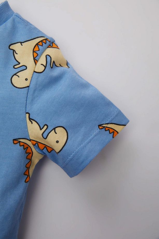 Erkek Bebek Pijama Takımı Dinazor Baskılı Penye Kısa Kollu Üst Şort C1997a524hs - 4