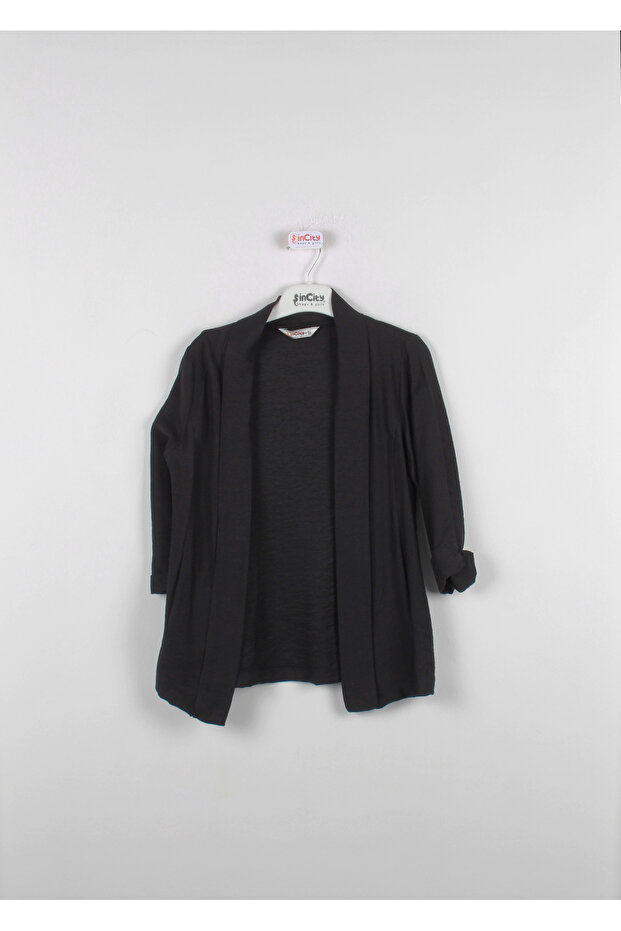 Kız Çocuk 3/4 Kol Önü Açık Blazer Ceket - 1