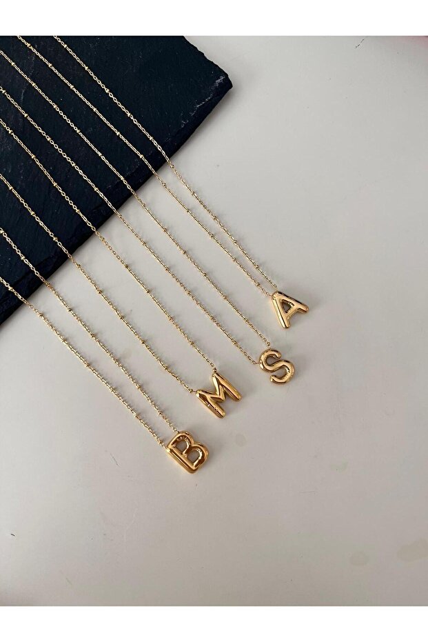 Bombeli Çelik Harf Kolye - 1