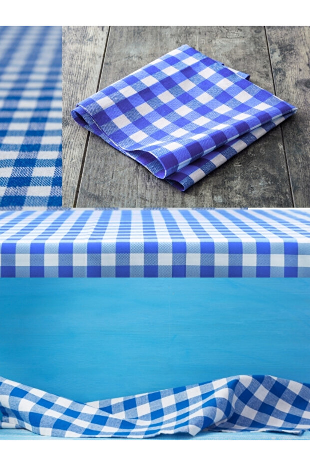 160x170 Cm Sax Large Square Pattern Gingham Tablecloth, Table Cloth, Picnic Cloth