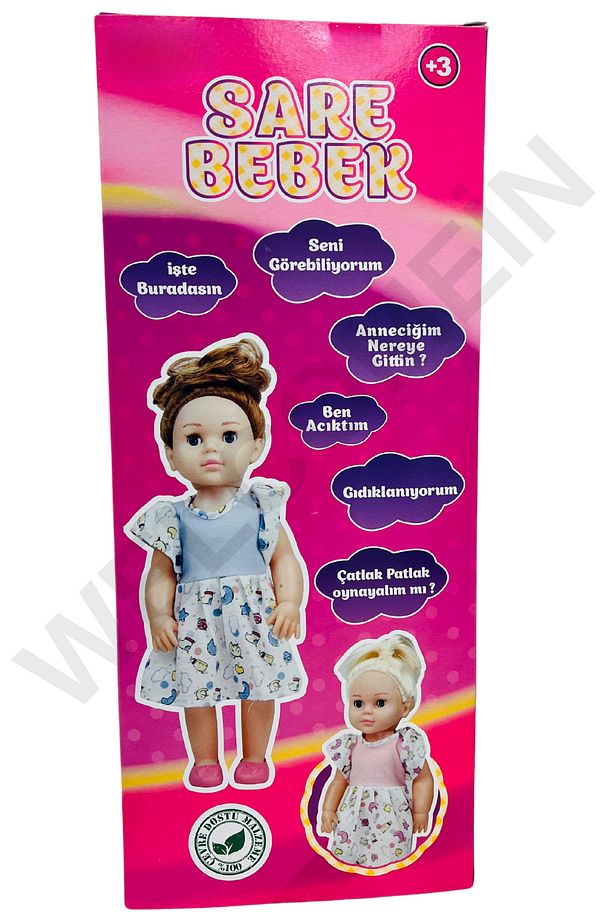 Oyuncak Kutulu Türkçe Konuşan Sarı Saçlı Pembe Elbiseli 41 CM Sare Bebek - 9