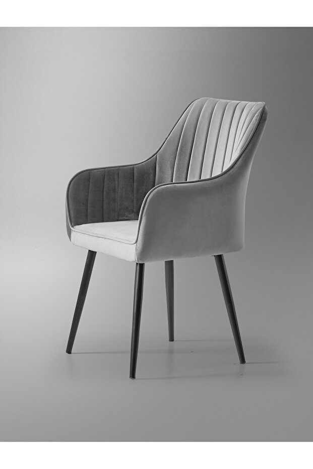 Nova Sandalye - Babyface Gri - Metal Siyah Ayak ( 2 Adet ) - 5