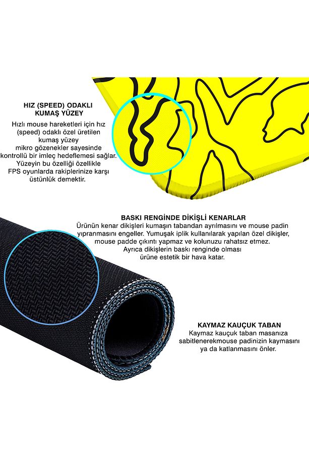 Gaming Mouse Pad 90x40 Mouse Pad XXL Oyuncu Mousepad Sarı Mouse Pad - 4
