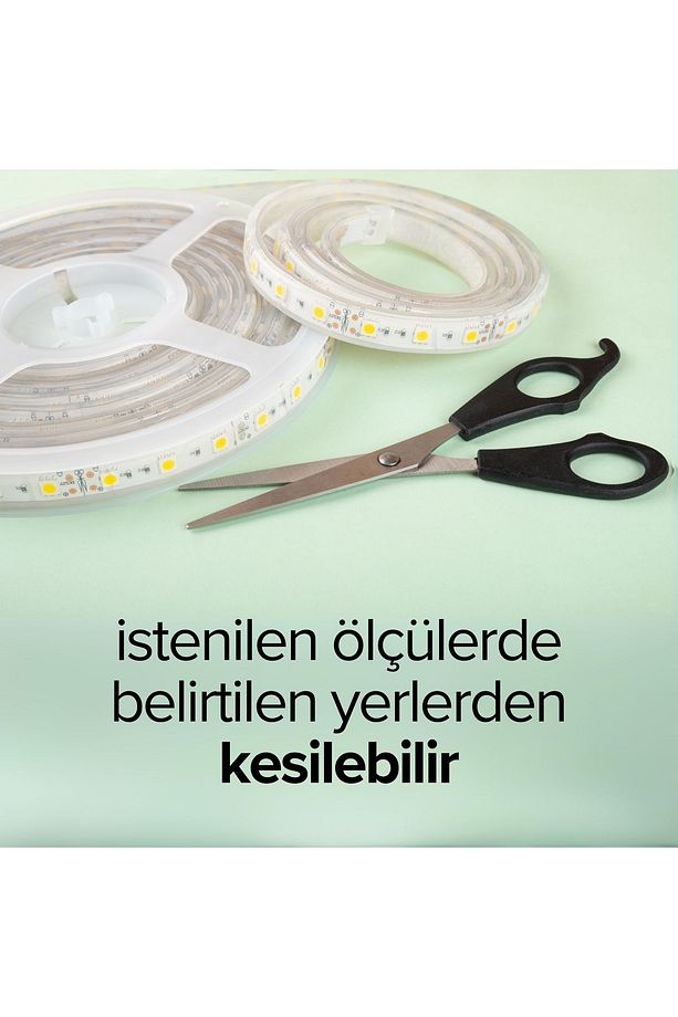 Şerit Led 5 Metre Amber Tak Çalıştır Adaptör Dahil | Tezgah, Dolap, Mutfak Aydınlatma - 5