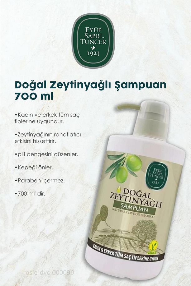 3'lü Eyüp Sabri Tuncer Doğal Zeytinyağlı Şampuan 700 ml ve %100 Pamuk ROSIE - 2