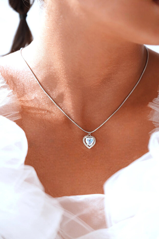Glitter Heart Steel Necklace