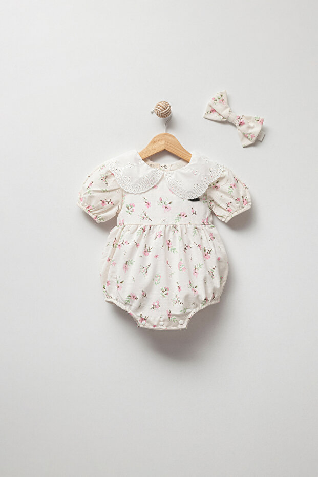 Floral Bandanna Muslin Romper Jumpsuit Set 8001