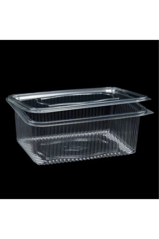 Plastik Saklama Kabı 1000 gr 100'lü Kapaklı Sızdırmaz Kap Şeffaf Kullan At Kase - 3