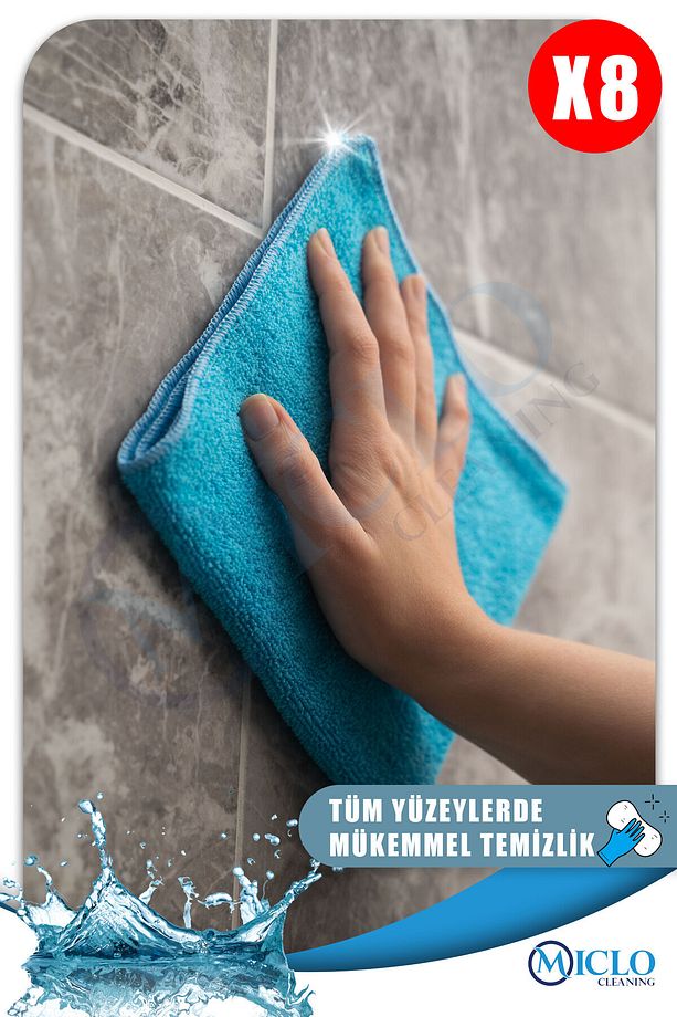 Mikrofiber Temizlik Bezi | Klasik Serii | 250 GSM | Banyo, Mutfak Bezi | 4 Renk x8 Adet - 6