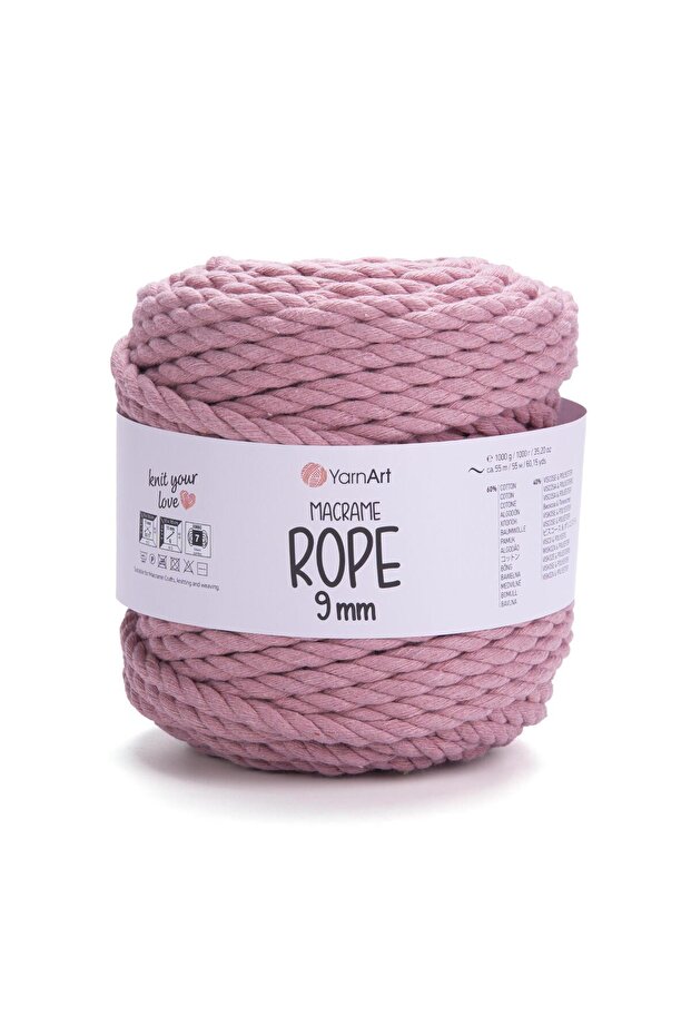 MACRAME ROPE 9MM - MACRAME HAND KNITTING STRING PINK-792 - 1