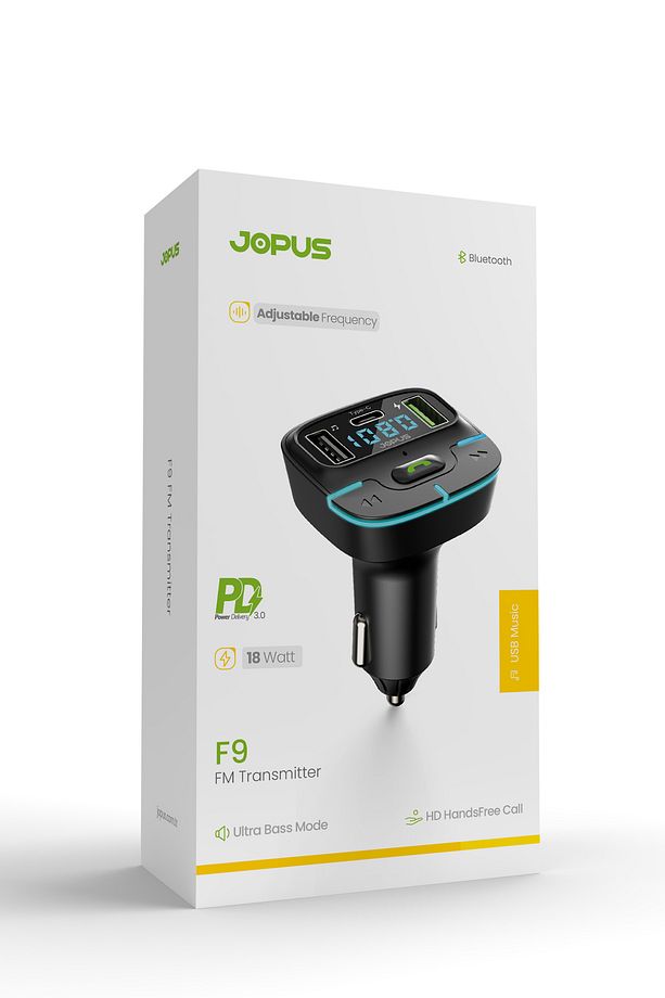 F9 Araç Fm Transmitter 5.3 Bluetooth Araç Kiti Usb Type-C Hızlı Şarj Kart Çakmaklık Girişli - 2