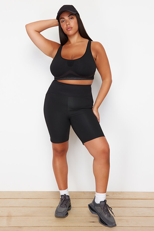 Schwarze Mini-Sportleggings mit hoher Taille - Gestrickt TBBSS24AY00003 - 2