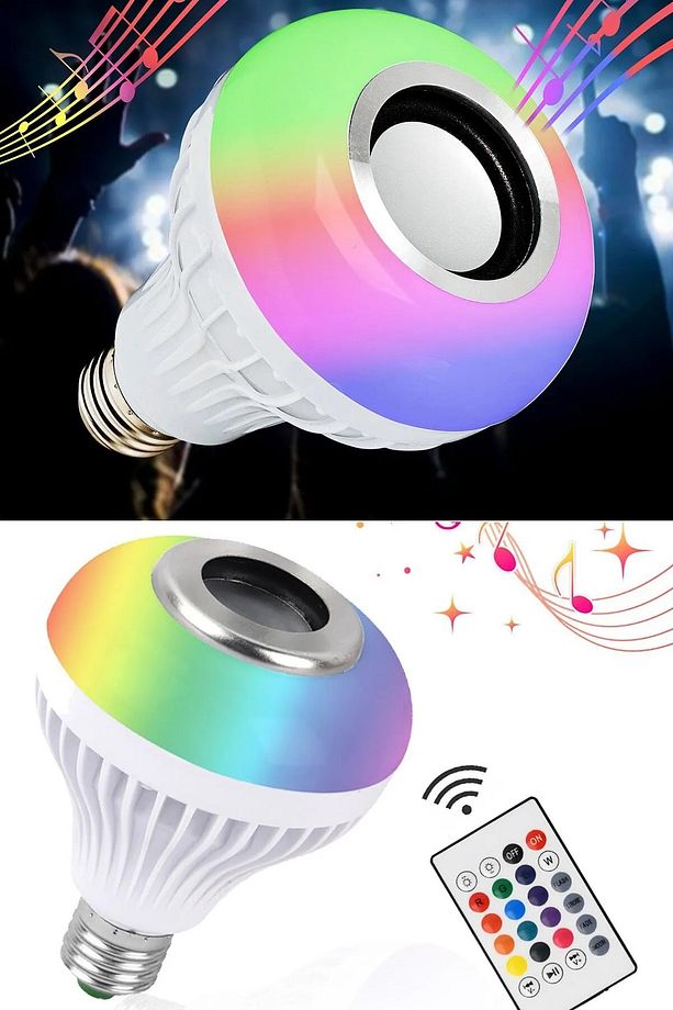 Bluetoothlu Led Ampul Hoparlör Mp3çalar Renkli Led Disko Ampul - 1