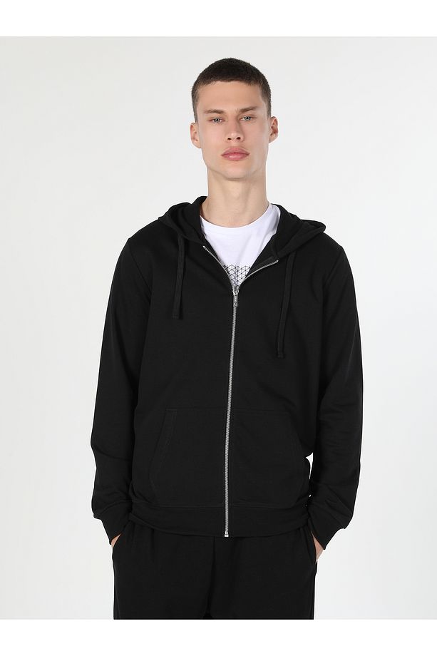 Regular Fit Kapişonlu Siyah Erkek Sweatshirt Cl1002717 - 4