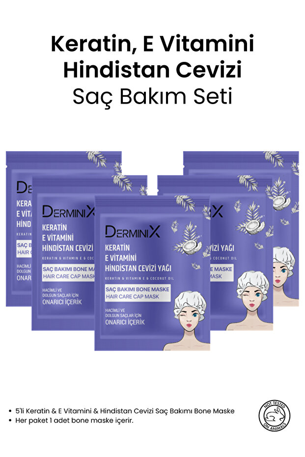 5-Piece Keratin and Vitamin E Coconut Oil Bone Hair Mask Set