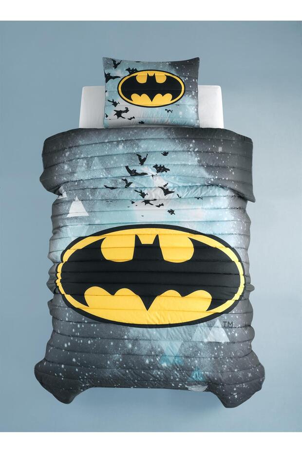 Warner Bros Batman Pamuk Tek Kişilik Yatak Örtüsü Seti - 1