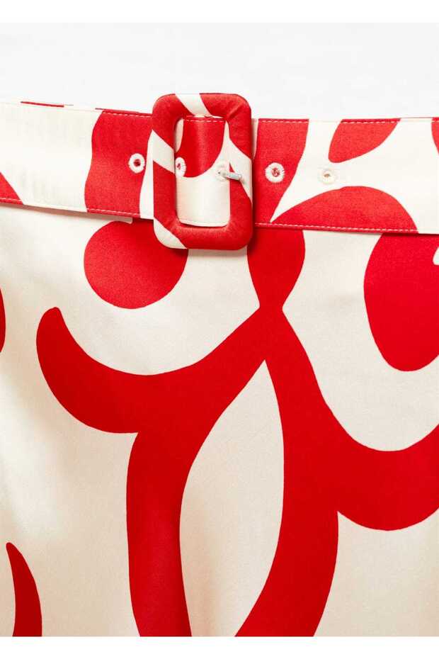 Kemerli Desenli Etek - 5