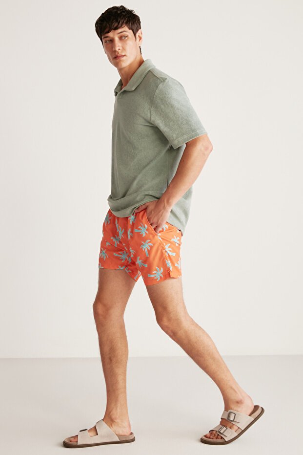 Męski T-shirt polo Todd z frotte, grubym, teksturowanym zielonym T-shirtem polo - 6