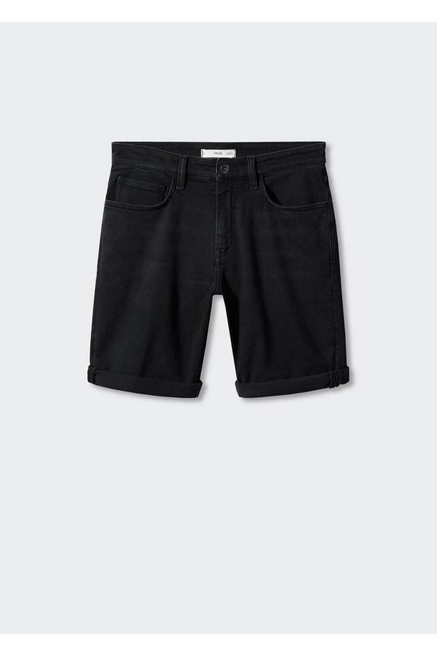 Slim fit kot bermuda şort - 3