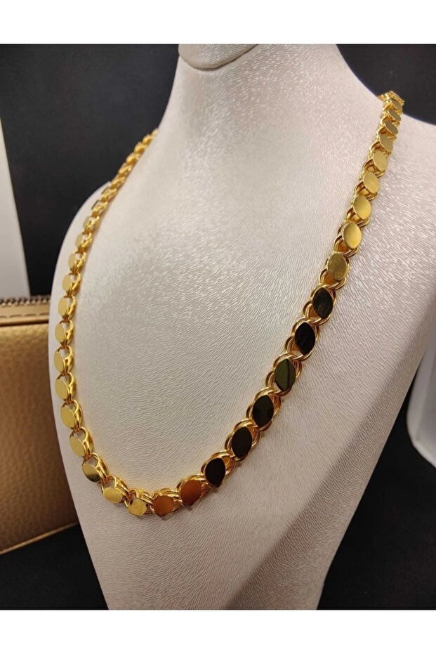 Altın Kaplama Pullu Arpa Zincir 60 Cm - 1