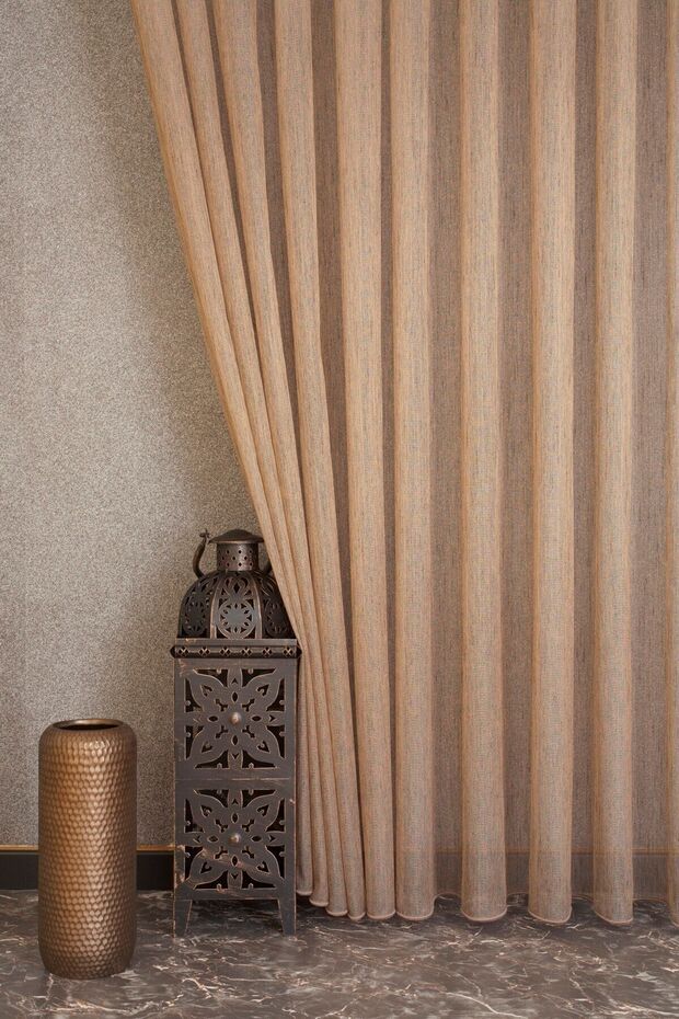 Etamine Succulent Tulle Curtain Brown 1-3 Frequent Batteries