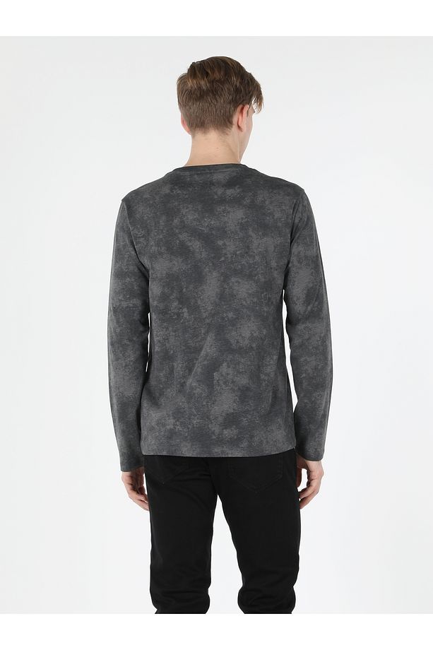 Regular Fit Bisiklet Yaka Antrasit Erkek Uzun Kol Tişört Cl1057371 - 2
