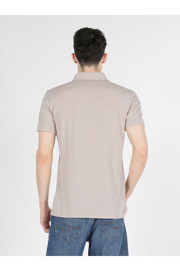 Regular Fit Polo Yaka Bej Erkek Kısa Kol Tişört Cl1058657 - 2