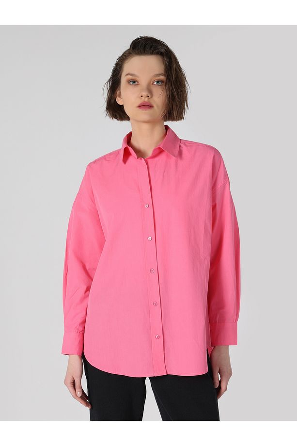 Regular Fit Pembe Kadın Uzun Kol Gömlek Cl1058726 - 4