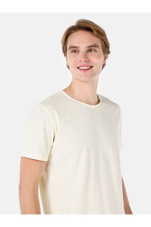 Regular Fit Bisiklet Yaka Basic Sarı Erkek Kısa Kol Tişört Cl1058580 - 8