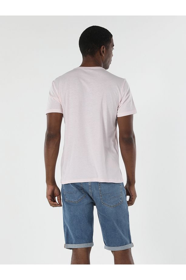 Regular Fit Bisiklet Yaka Baskılı Pembe Erkek Kısa Kol Tişört Cl1058203 - 2