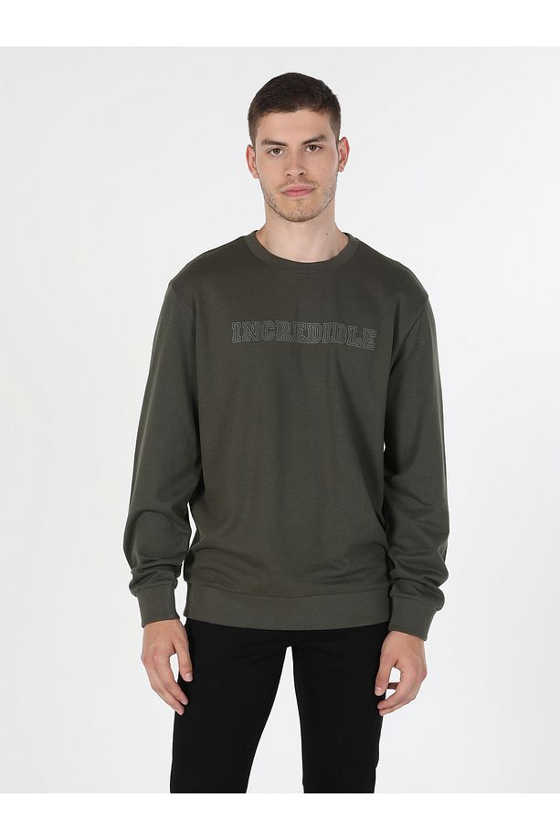 Regular Fit Baskılı Yeşil Erkek Sweatshirt Cl1060127 - 3