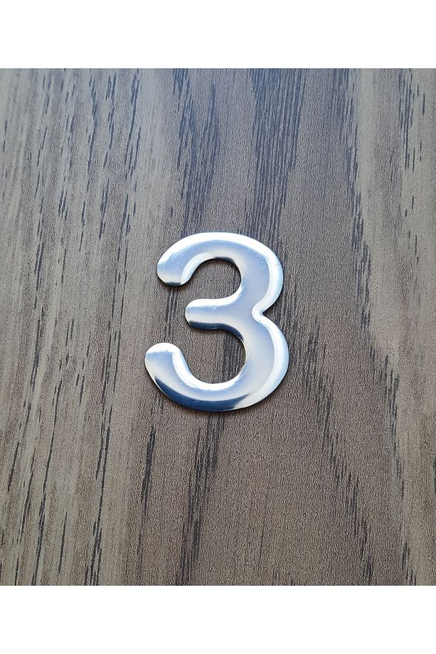 4.2 Cm Metal Krom Kendinden Yapışkanlı Kapı Numarası No3 - 1