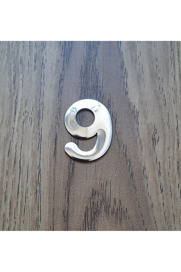 4.2 cm Metal Krom Kendinden Yapışkanlı Kapı Numarası No9 - 1
