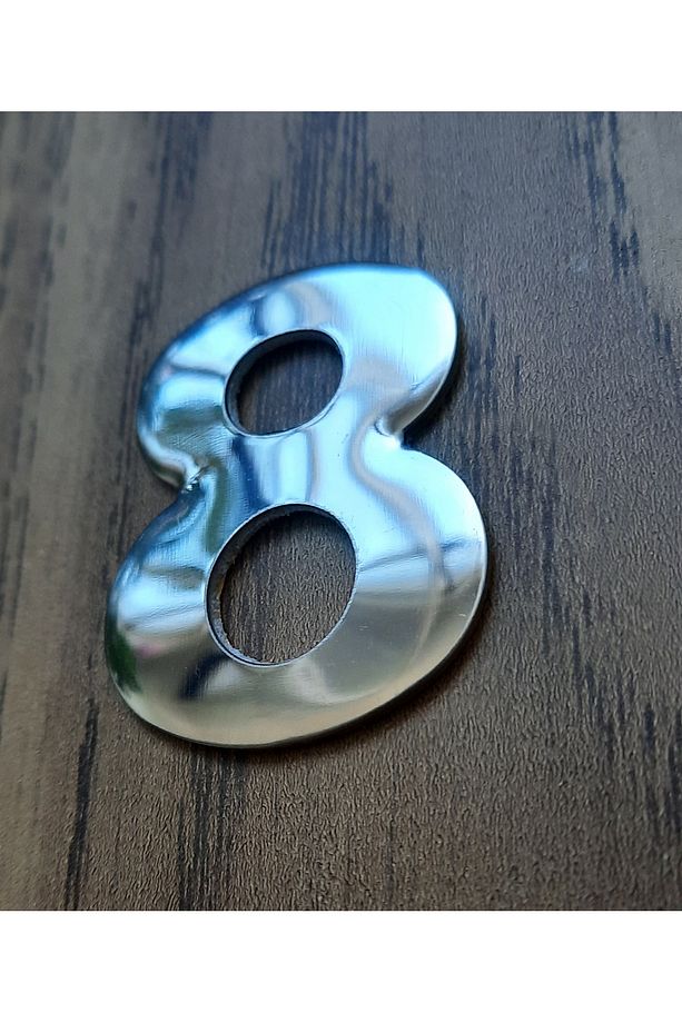 4.2 Cm Metal Krom Kendinden Yapışkanlı Kapı Numarası No8 - 2