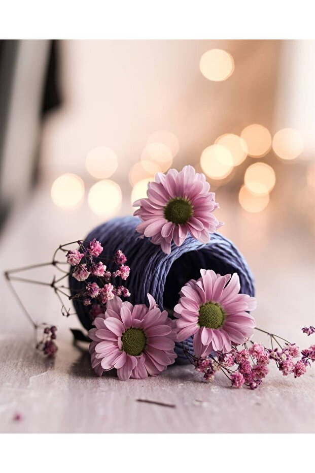 Pembe Çiçekler Marcel Sanat Elmas Mozaik Tablo 25x30cm - 1