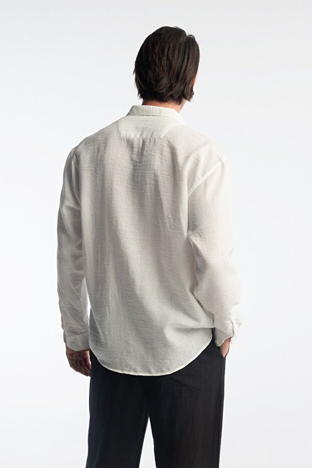 Oversize Dökümlü Erkek Gömlek - 4