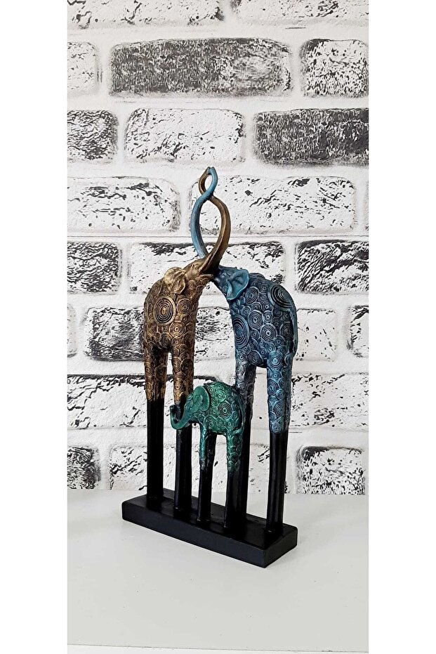 Hand Dekor Fil Ailesi Heykel - 3