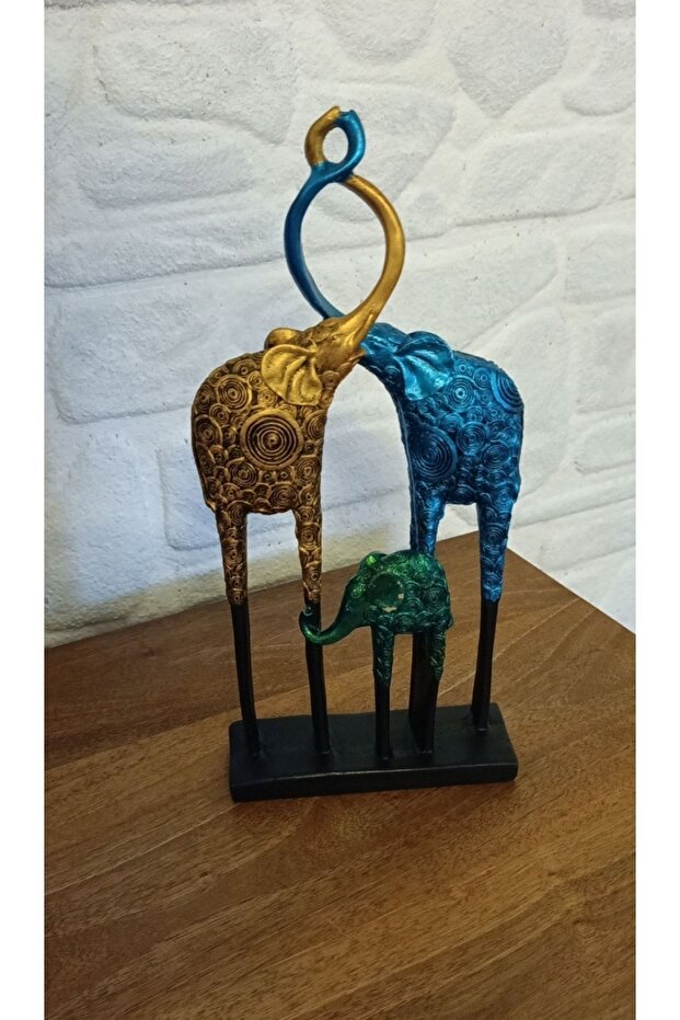 Hand Dekor Fil Ailesi Heykel - 7