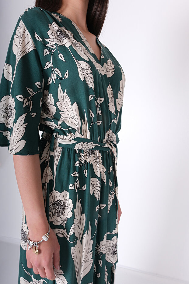 فستان منقوش مزدوج الصدر - 6