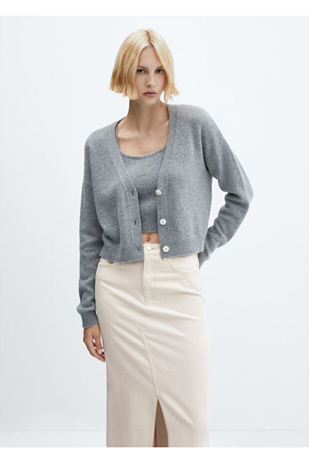 Yırtmaçlı denim etek - 7