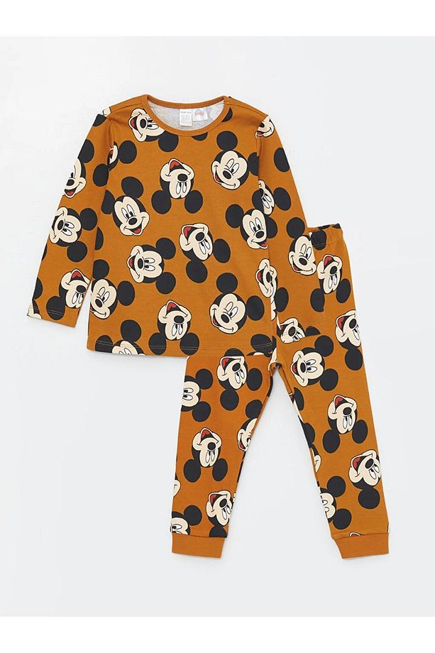 LCW baby Bisiklet Yaka Mickey Mouse Baskılı Erkek Bebek Pijama Takımı - 1