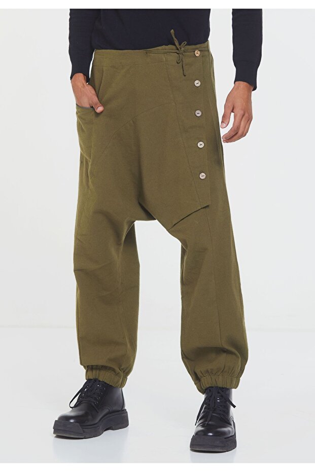 Button Detailed Modern Men's Shalwar Khaki