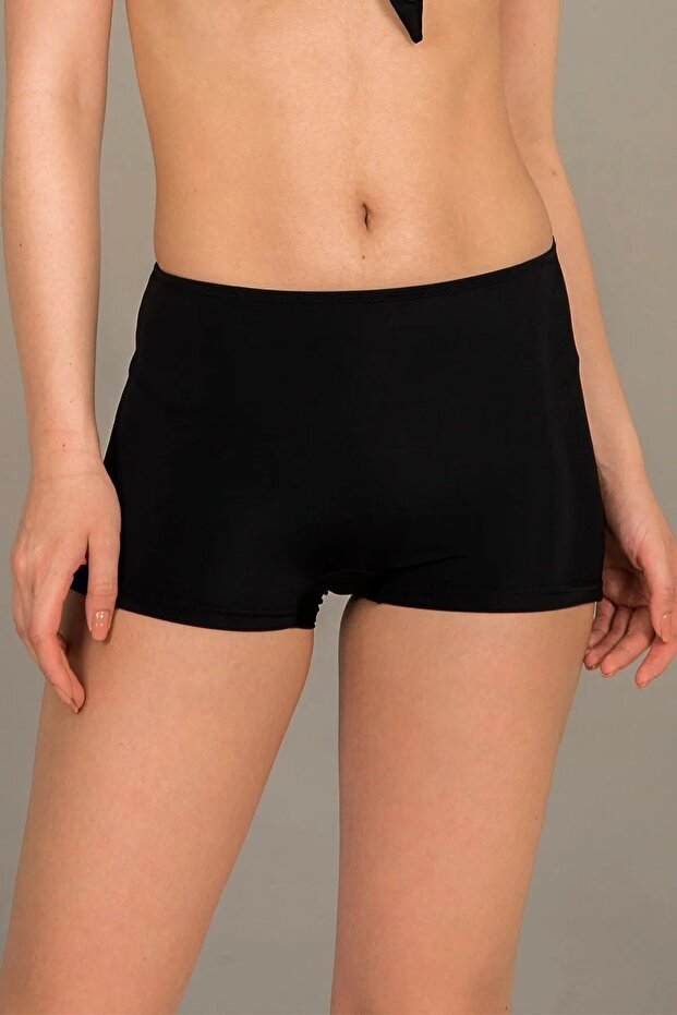 Kadın Siyah Basic Boxer Bikini Altı - 1