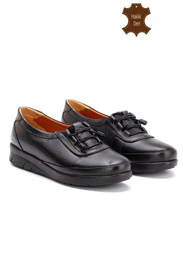 Women's Inside-Out Genuine Leather Orthopedic Flexible Rubber Laced Mother's Shoes