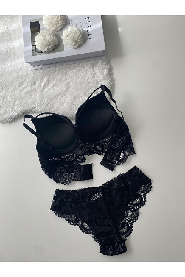 Sequin Seagull Patterned Padded Bra Set - 2