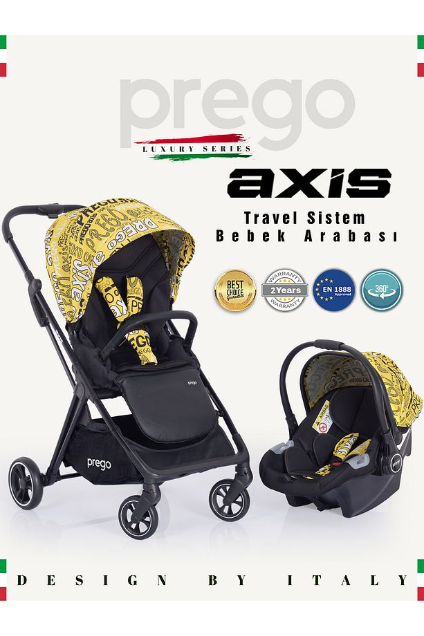 Axis 360 Derece Dönebilen Oturma Üniteli Çift Yönlü Bebek Arabası - 1