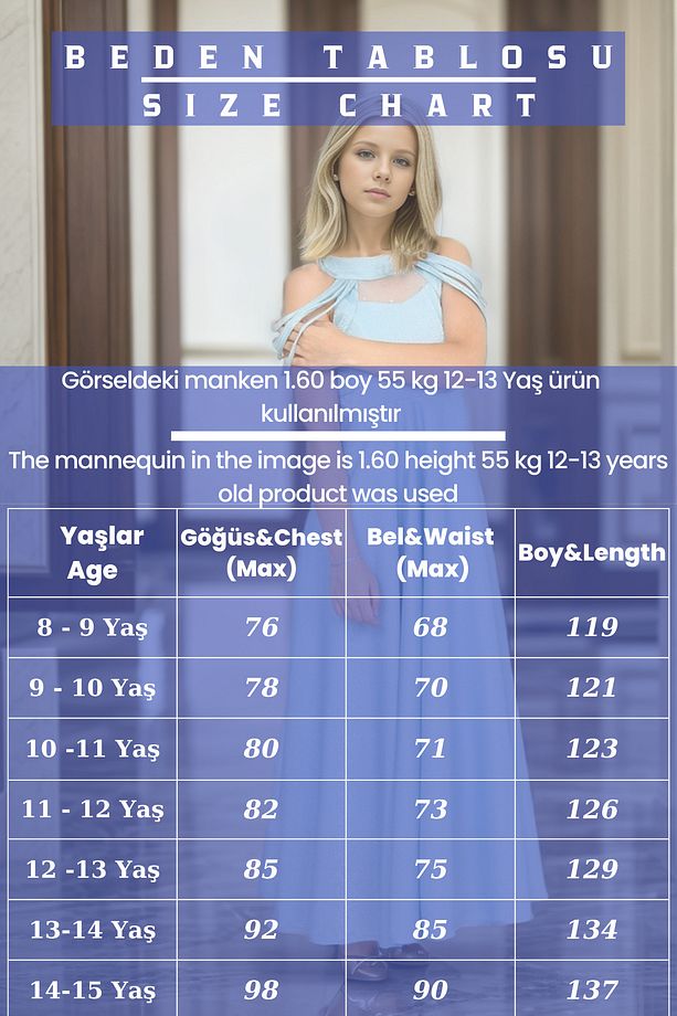 Genç Kız Abiye Elbise 9 Yaş-10 Yaş-11 Yaş-12 Yaş-13 Yaş-14 Yaş-15 Yaş - 3