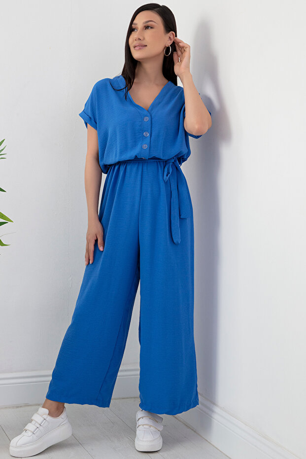 Bol Paça Düğmeli Tulum 861-2893 - 4