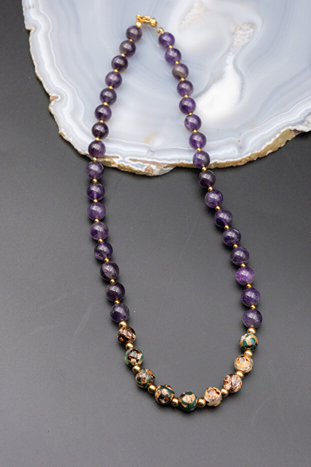 Amethyst Tibetan Stone Necklace