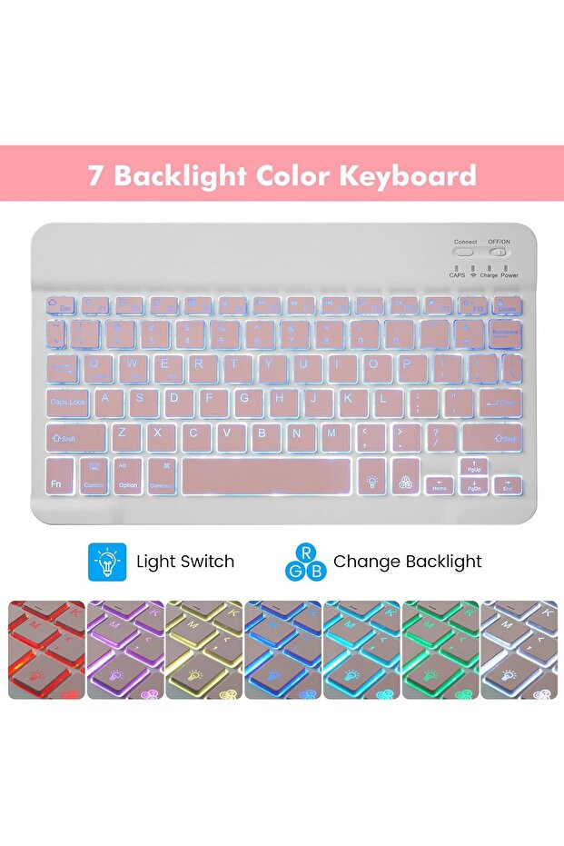 2022 iPad 10 Generation 10.9 A2696 A2757/77 Serial - RGB Illuminated Turkish Qwerty Keyboard Case - 4